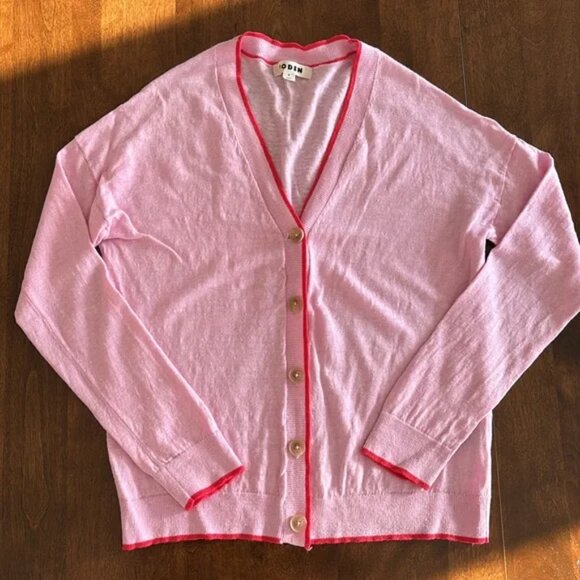Women's Pink Maggie Vneck Linen Cardigan Sweet Lilac Size Med - Picture 4 of 5